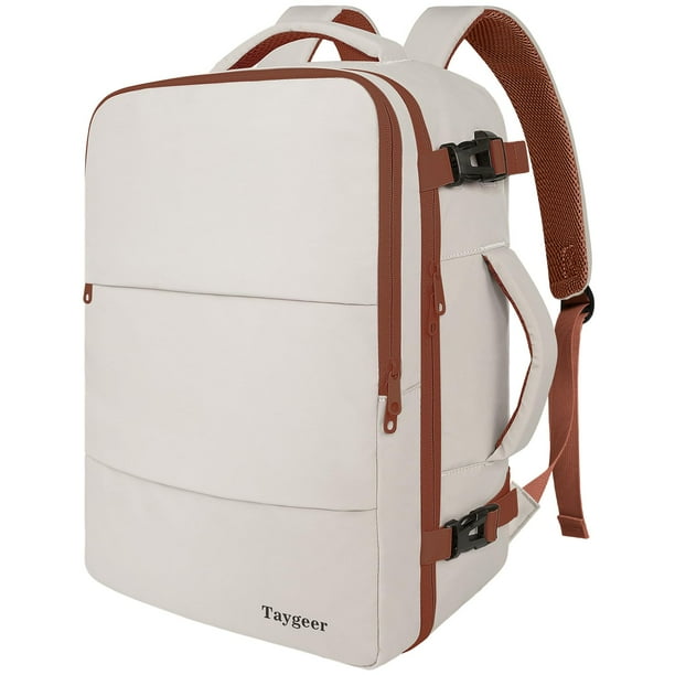Mochila Taygeer para mujer de 40 litros con compartimento para portátil, color caqui y blanco