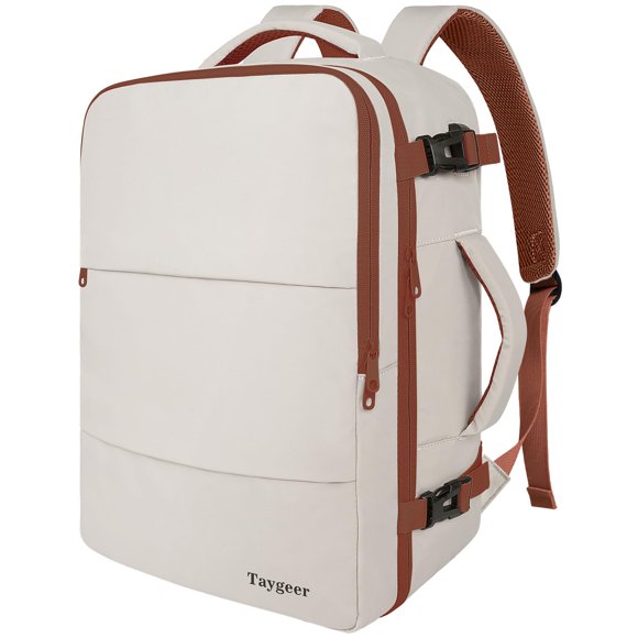 Mochila Taygeer para mujer de 40 litros con compartimento para portátil, color caqui y blanco
