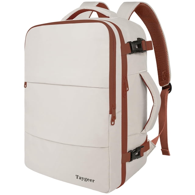 Mochila Taygeer para mujer de 40 litros con compartimento para portátil, color caqui y blanco