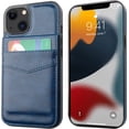 thumbnail image 3 of Compatible with iPhone 13 Case Wallet with Credit Card Holder, Premium Leather Magnetic Clasp Kickstand Heavy Duty Protective Cover for iPhone 13 6.1 inch(Blue), 3 of 13