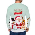 thumbnail image 3 of IROINNID Deals Christmas Sweater for Men Round Neck Pullover 3D Snow Printed Realistic Print Tops,Green, 3 of 5
