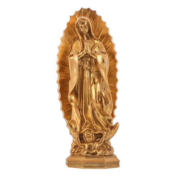 SWETRACE 1Pack Golden Resin Virgin Statue Standing Figure For Home Decor Religious Inspiration 11.8In Tall
