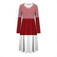 thumbnail image 7 of Mgmyaa Women's Printed Long Sleeve A-Line Dress Round Neck Pocket Casual Loose Fit Midi Holiday Dress, 7 of 7
