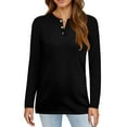 thumbnail image 5 of Hearthz Workout Long Sleeve Tops for Women Fall V Neck Jersey Shirts for Women Henley Button Down Women's Blouse, 5 of 5
