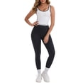 thumbnail image 2 of INSPIRE CHIC Women's Wide Straps U-Neck with Padded Push Up Camisole Elastic Tight Colorblock Cropped Workout Tank M White, 2 of 6