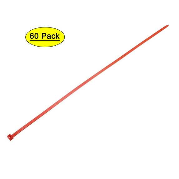 20 Inch x 0.2 Inch Self-Locking Nylon Tie Wraps Red Cable Zip Ties 60 Pack