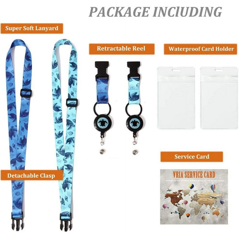 Cruise Lanyards, Adjustable Lanyard with Retractable Reel, Waterproof ID  Badge Holder for All Cruises Ships Key Cards, 2pack 