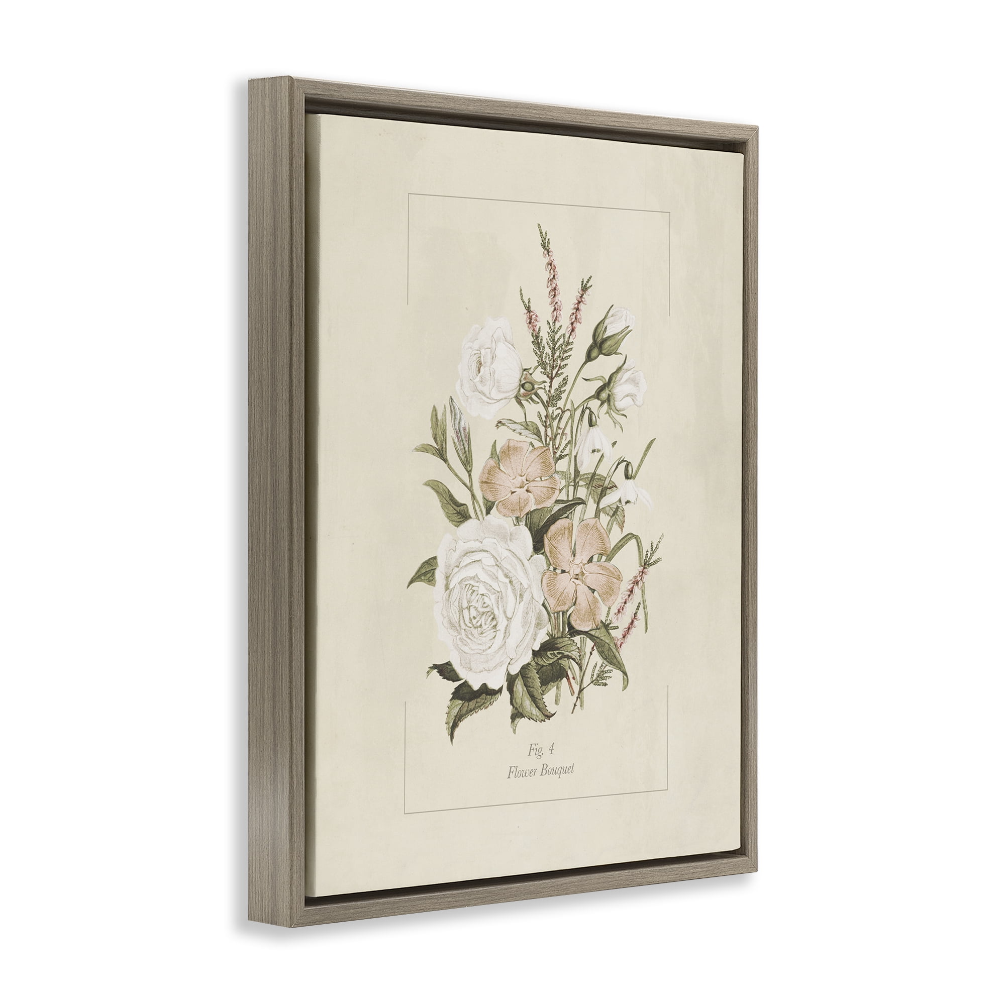 Stupell Industries Neutral & Soft Bouquet Study Brown Framed Floater Canvas Wall Art, design by Dan Meneely