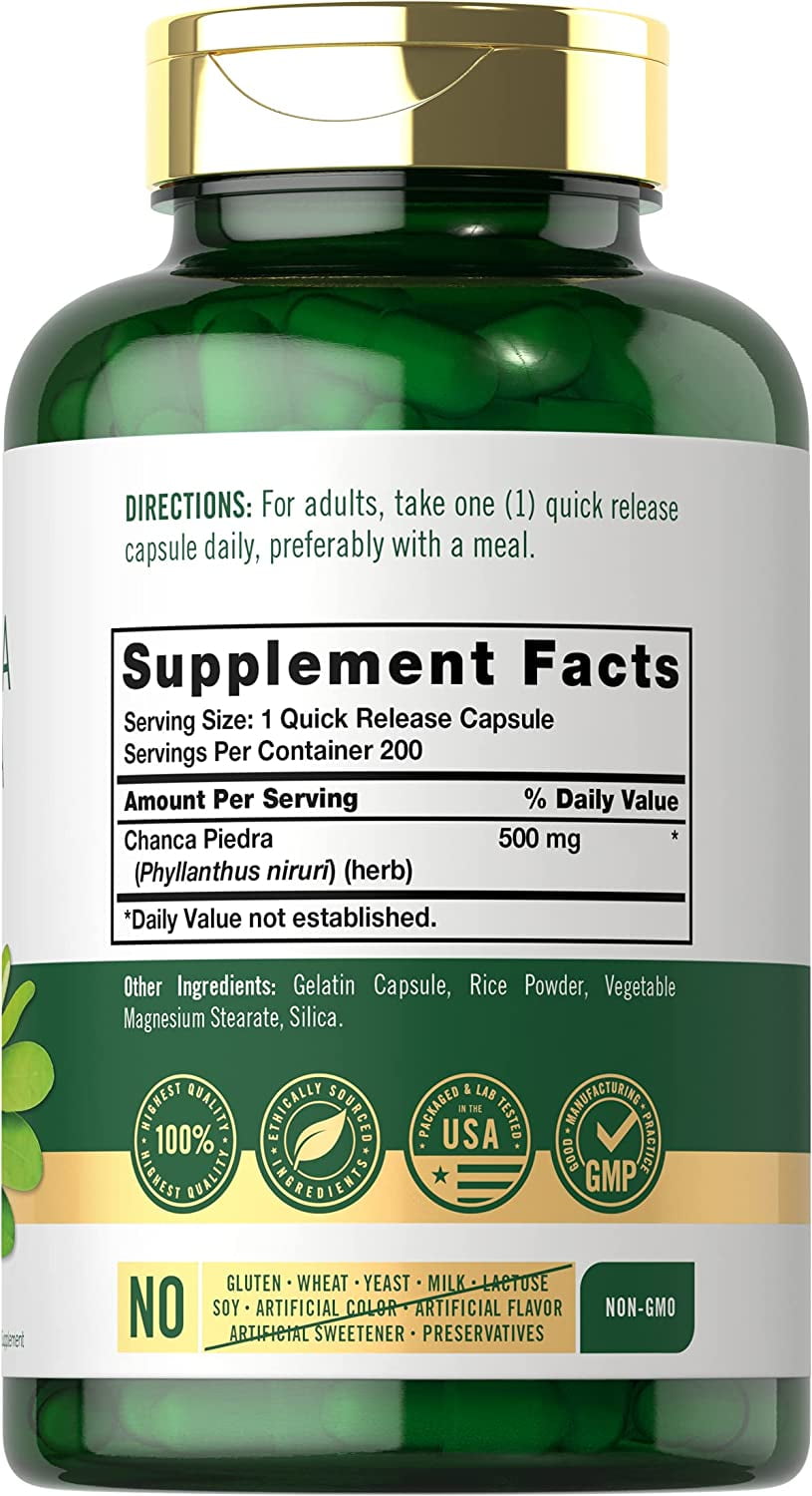Chanca Piedra | 500mg | 200 Capsules for Men and Women | Traditional Herb Formula | by Carlyle