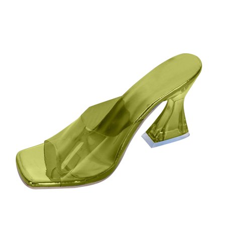 

Honeeladyy Clearance under 10$ New Square Head With Transparent High Heel Sandals