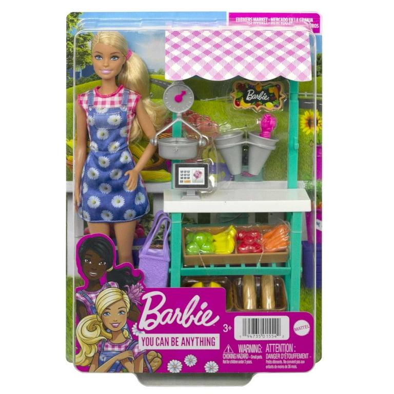 Barbie Careers Farmers Market Playset with Blonde Fashion Doll Furniture Accessories