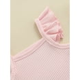 thumbnail image 5 of Qmyliery Infant Girl Ribbed Clothe Casual Set, Pure Color Bodysuit + Drawstring Shorts, 5 of 9