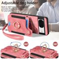 thumbnail image 5 of Phone Case for Google Pixel 8 5G Wallet Cover with Tempered Glass Screen Protector Wrist Strap Lanyard RFID Credit Card Holder Ring Stand Cell Accessories Pixel8 Pixle Eight Women Men Pink, 5 of 13
