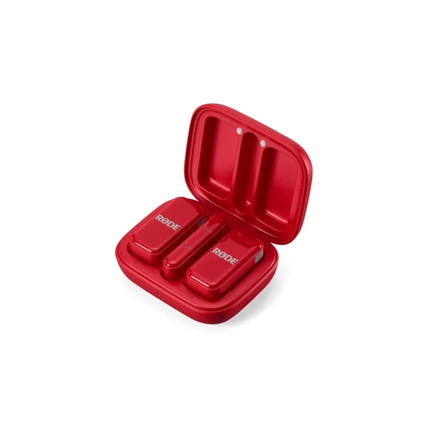 RDE Wireless Micro - Micrófono inalámbrico compacto, dos micrófonos con estuche de carga para creación de contenido para teléfonos inteligentes - USB-C, rojo