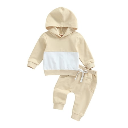 

Bagilaanoe 2Pcs Toddler Baby Girl Boy Long Pants Set Long Sleeve Sweatshirt Hooded Tops+ Trousers 6M 12M 18M 24M 3T 4T Fall Casual Sweatsuit