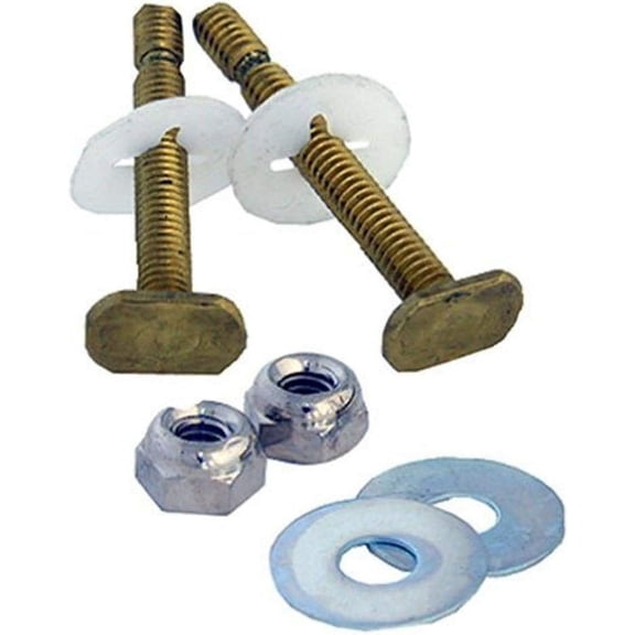 LASCO 04-3647 Solid Brass Snap Off 1/4-Inch by 2-1/4-Inch with Nuts and Washers Toilet Bolts