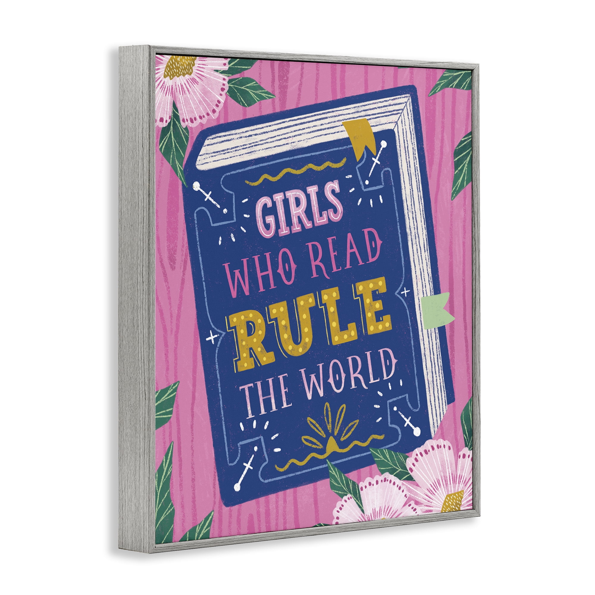 Stupell Industries Girls Who Read Inspirational Gray Framed Giclee Art, design by Vanessa Stoilova