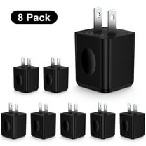 8-Pack USB Wall Charger Block, FiveBox 2.1A Dual USB Port Wall Power Plug Adapter Cube, Fast Phone Charging Block Charging Box Brick Power Base Charging Station Phone Charger, Black
