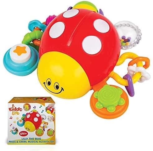 KiddoLab Lilly The Bug, Press & Crawl Musical Activity Toy. Ladybug Baby Nursery Early Development Toy. Crawling Toys for Learning, Educational Toys Series. Toys for 6 Month Old and Up