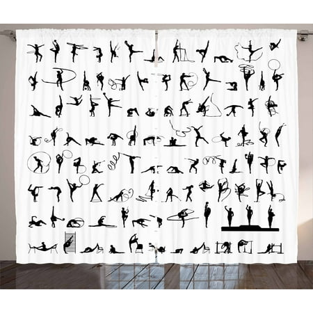Gymnastics Curtains 2 Panels Set Olympic Competition Themed - Living Room Bedroom Competition Gymnastics Curtains 2 Panels Set Olympic Competition Themed - Living Room Bedroom Competition