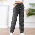 thumbnail image 7 of Women's Fuzzy Fleece Jogger Sweatpants Comfy Stretch High Waisted Workout Yoga Track Pants Casual Loose Drawstring Lounge Pajamas Trousers, 7 of 7