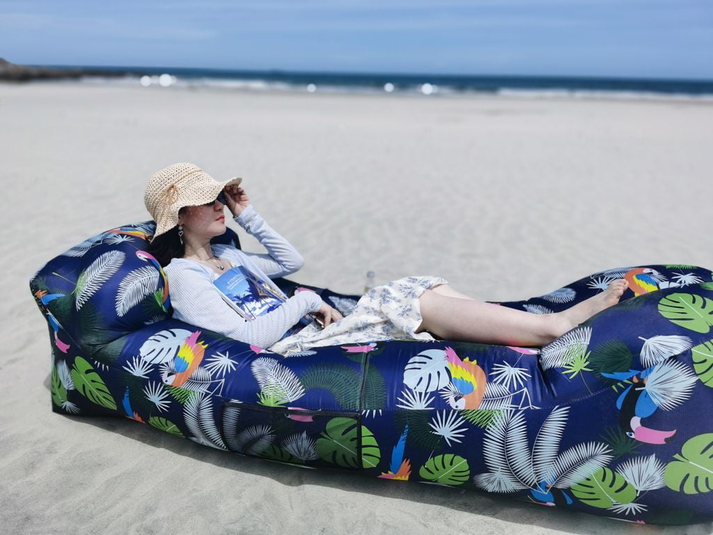 Air Chair Self Inflatable Without Pump,Beach,Park, Pool, Camping, Fishing Any Outdoor Activities