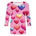 thumbnail image 4 of Dasayo Summer Tops for Women 3/4 Sleeve Graphic Blue Valentines Day Blouses Funny Heart Outfits Womens T Shirts L, 4 of 6