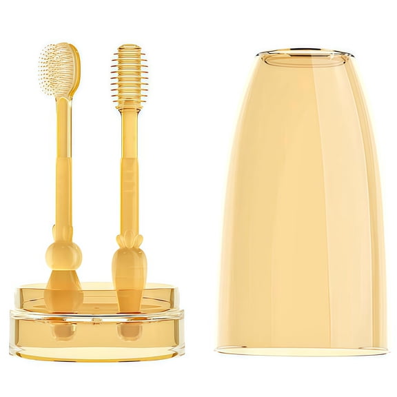 Baby Toothbrush, Newborn Silicone Tongue Cleaner, Baby Oral Cleaning Set, Toddler Toothbrush for 0-6 Months and 6 to 18 Months, Tongue Brush Teething Brush Value Set