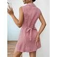 thumbnail image 4 of Women'S Button Down Short Dresses Sleeveless A Line Shirt Dress with Pocket Red Grid S, 4 of 6