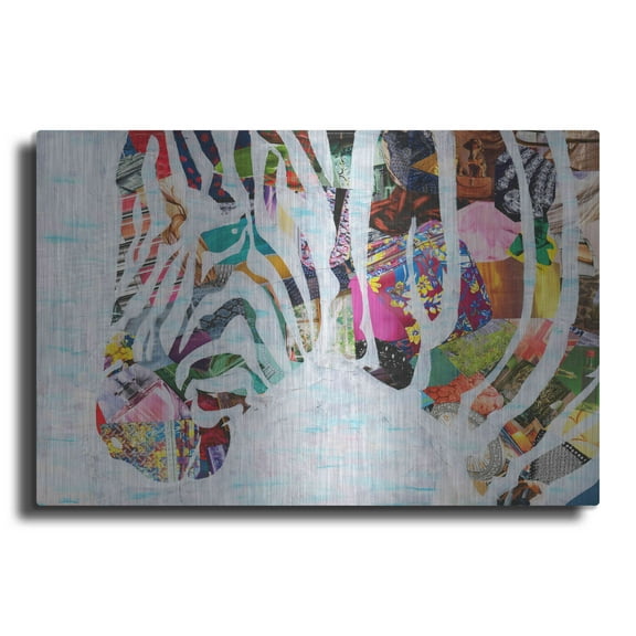 Luxe Metal Art 'Zebra' by Artpoptart, Metal Wall Art, 24"x16"