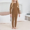 thumbnail image 2 of GiLiling Kids Thermal Base Layer Set - Solid Color Long Sleeve Shirt and Leggings, 2 Piece Lightweight Outfit (Coffee, 2-3 Years), 2 of 4