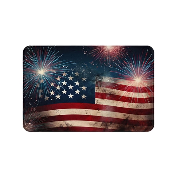 Qocolhg Patriotic Door Mats Firework American Flag Floor Mat Indoor Outdoor Entrance Bathroom Doormat Non Slip Washable Welcome Mats 4th of July Memorial Independence Day Home Decor 16x24 inch