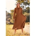 thumbnail image 3 of Vestido PRETTYGARDEN 2025 Midi con Mangas Largas Plisado Marrón Talla S, 3 of 8