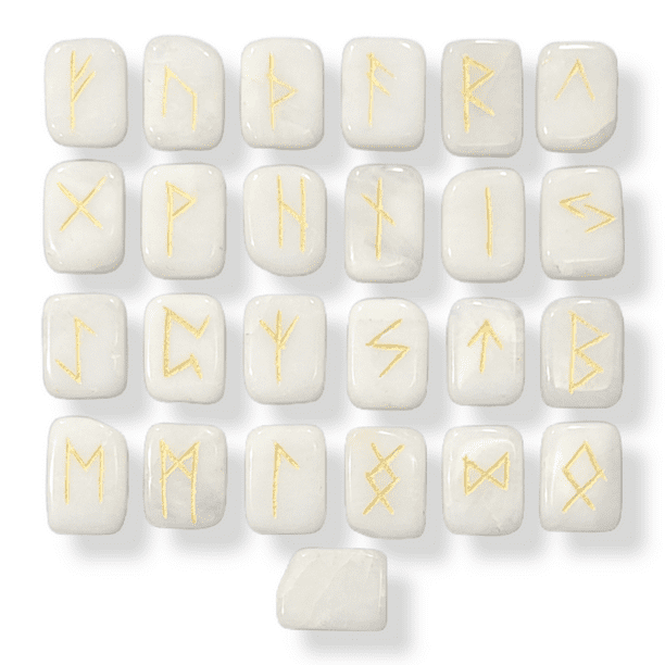White Quartz Runes Crystal Rune Stones Set Elder futhark Viking ...