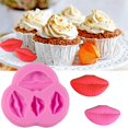 thumbnail image 2 of 3D Fondant Candy molde de silicona hecho en casa pastel de dibujos animados beso labios forma molde 4 cavidades Chocolate galleta hornear sartenes oso de fresa  Hogar, 2 of 5