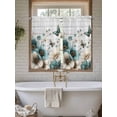 thumbnail image 4 of Teal Tulip Butterfly Bathroom Window Curtain, Beige Turquoise Floral Grey Wooden Light Filtering Coffee Kitchen Curtains, Bedroom Living Room Curtains 2 Panel 84"x45", 4 of 6