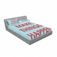 thumbnail image 3 of Ambesonne Saying Fitted Sheet & Pillow Sham Set, Positive Life Motivation, Twin, Turquoise Maroon, 3 of 3