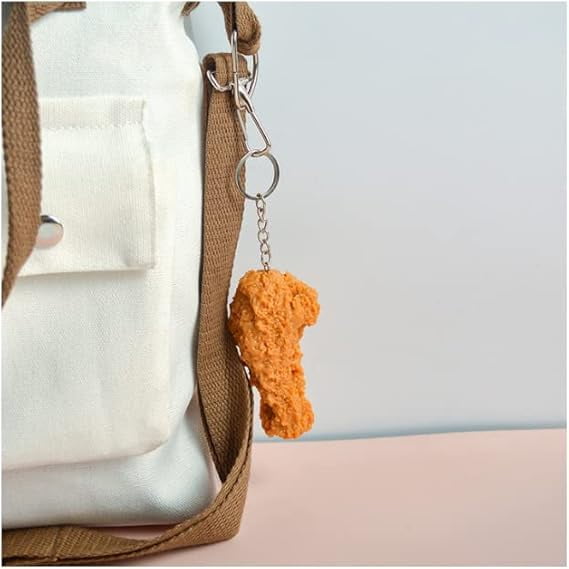 Food Keychain Fried Chicken Leg Nuggets Wing Creative Keyring Fun Cute Handbag Purse Car Accessories