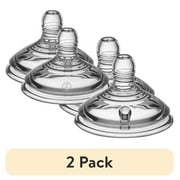 (2 pack) Tommee Tippee Natural Start Baby Bottle Nipples, Fast Flow, 6+ Months, Breast-like, Anti-Colic Valve, Soft Silicone, 2 Pack