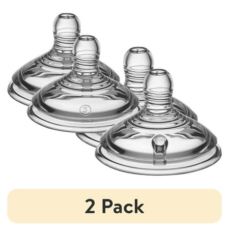 (2 pack) Tommee Tippee Natural Start Baby Bottle Nipples, Fast Flow, 6+ Months, Breast-like, Anti-Colic Valve, Soft Silicone, 2 Pack