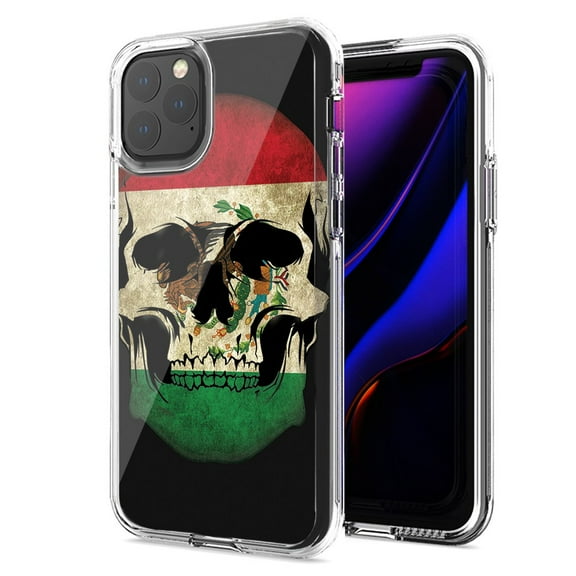 MUNDAZE For Apple iPhone 11 Mexico Flag Skull Design Double Layer Phone Case Cover