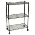 thumbnail image 3 of Zimtown 3 Tier Wire Shelving, Adjustable Storage Rack Metal Rolling Cart Chrome/Black, 3 of 5
