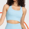 thumbnail image 2 of Sujetador deportivo con cuello en U para mujer, elástico, color puro, dobladillo ancho, espalda hueca, yoga, fitness, entrenamiento, sujetador para correr, azul hielo 4, 2 of 5