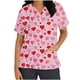 thumbnail image 3 of TaTaai Romantic Heart Print Women Scrub Blouse Premium Cotton Regular Fit Short Sleeve V Neck Functional Pocket Non See Through Nurse Work Daily Wear Gift, 3 of 5