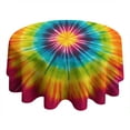thumbnail image 4 of Colorful Rainbow Tie Dye Spiral Pattern Round Tablecloth 60"x60",Wrinkle Wipeable Table Cloth for Kitchen Dining Room Picnic Patio Party, 4 of 6