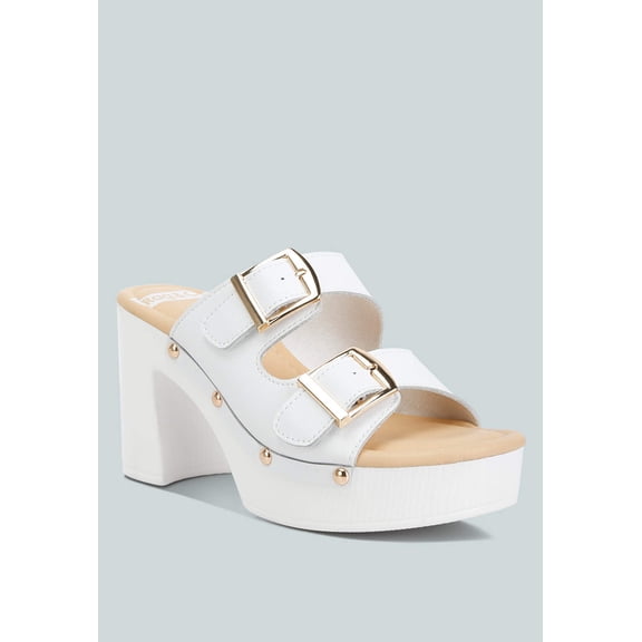 Kenna Dual Buckle Strap Sandals In White