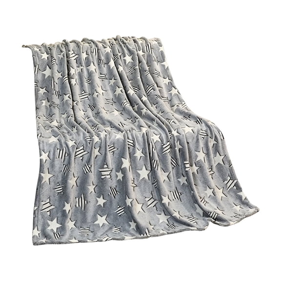 Lypsnake Stars Glow in The Dark Blanket, Soft Plush Flannel Throw Blanket with Luminous Star Print, Cozy Warm Bed Couch Cover for All Seasons Home Office Travel Use