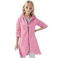 thumbnail image 3 of Mwjwdo Women's Long Zip Up Oversized Hoodie Casual Loose Tunic Long Sleeve Sweatshirt Open Front Cardigan Jacket with Pockets Pink 3 Years, 3 of 4