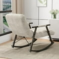 thumbnail image 3 of Casual Folding Rocking Chair upholstered, Lounge Rocking Chair Adjustable high Back and Foot Rest,Side Pockets Placed in Living Room Bedroom Balcony, 3 of 7