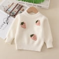 thumbnail image 3 of GYRATEDREAM Toddler Baby Girls Autumn Winter Knit Sweater Pullover Kids Crew Neck Thicken Fleece Strawberry Embroidery Undershirt Top Children Long Sleeve Warm Blouses Sweatshirt for 1-6 Years, 3 of 5